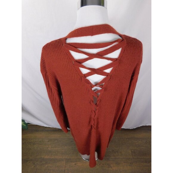 Unified Title "No Boundaries Large Rust Duster Cardigan Lace Up Cottagecore - Picture 7 of 12
